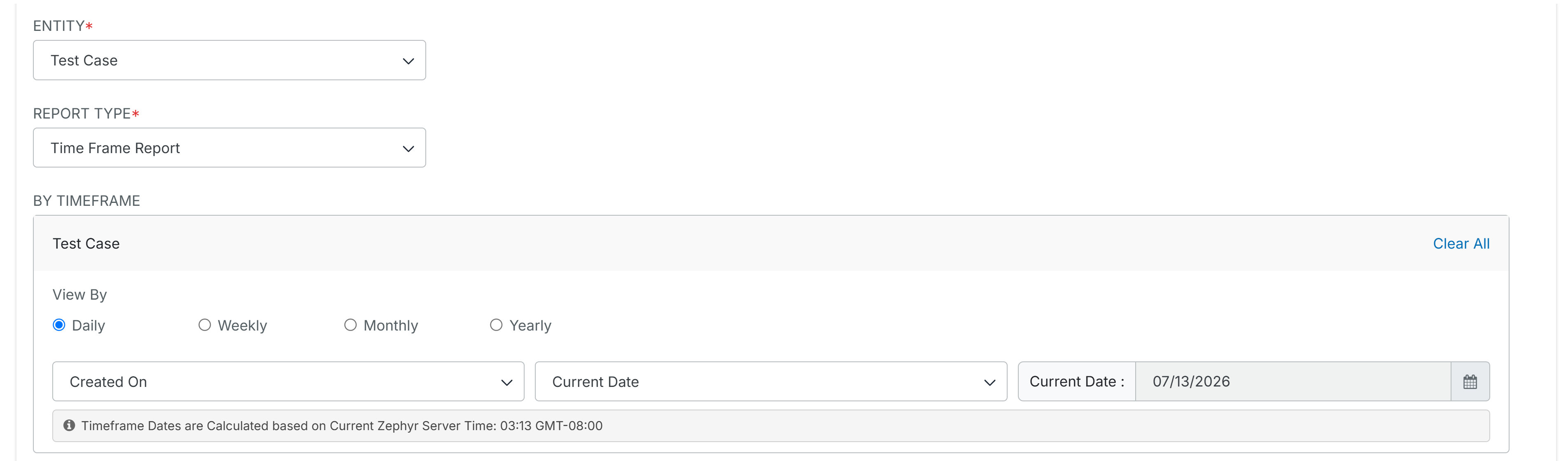 Configure Time Frame