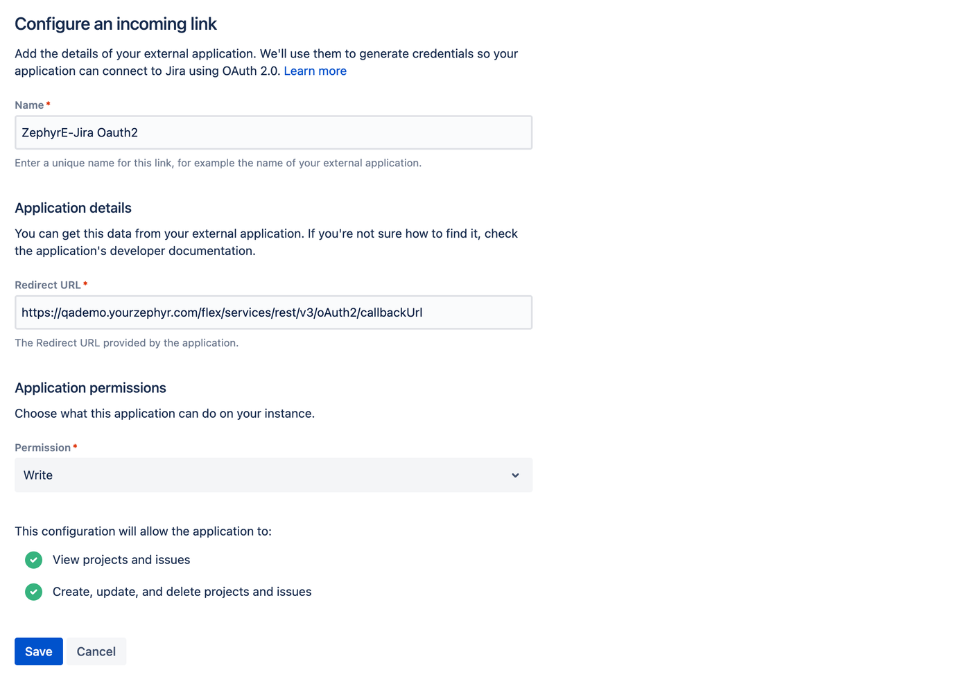 Configure an Incoming link Configure an Incoming link